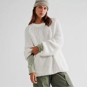 Free People Take Me Home Sweater in White Size Large